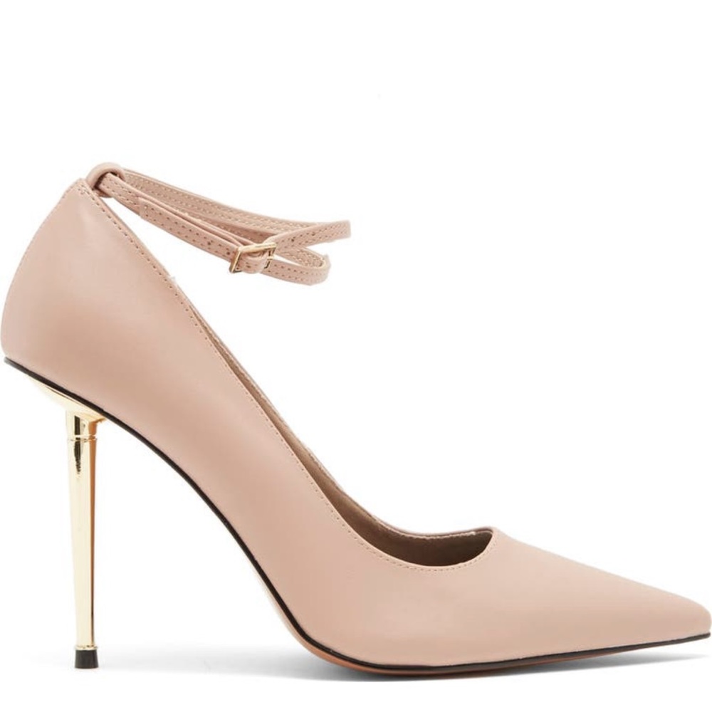 🌹🌹NWT Size 11 Gold 4” Heels New Never Worn Color Beige Pointed Toe W/Ankle